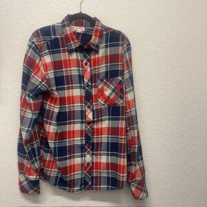 VTG True Religion Flannel Shirt Large Plaid Red Long Sleeve Utility Size Large